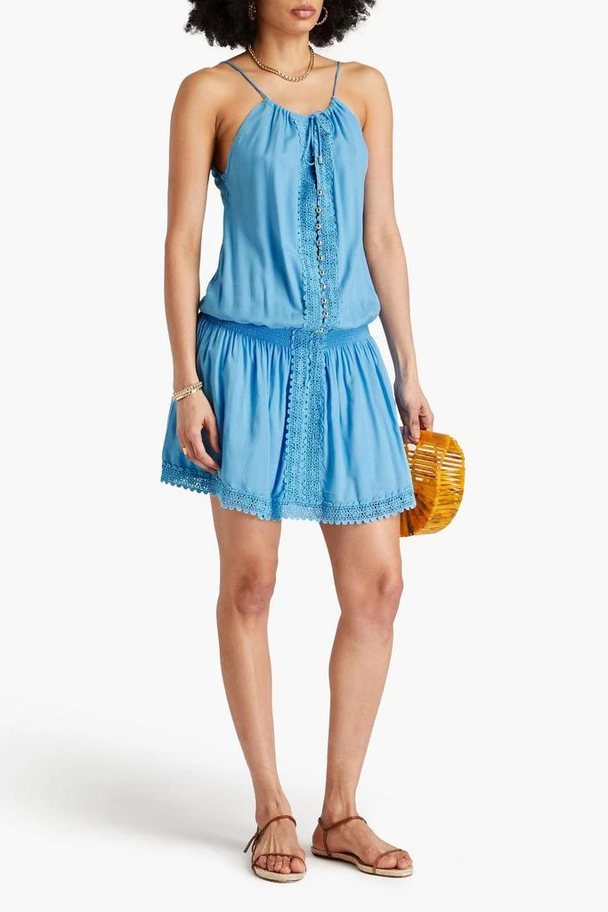 MELISSA ODABASH Chelsea crochet-trimmed voile mini dress 2