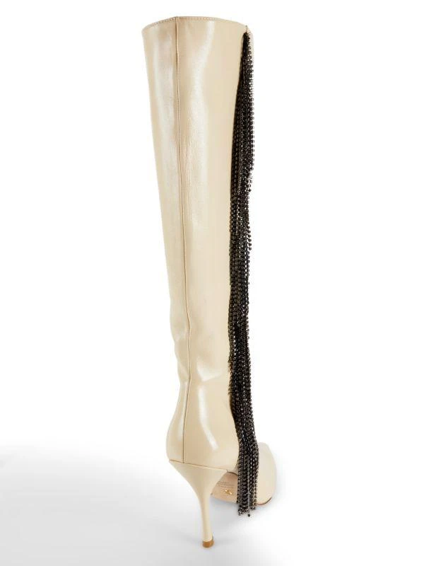 Stuart Weitzman 100MM Crystal Fringe Leather Knee High Boots 3