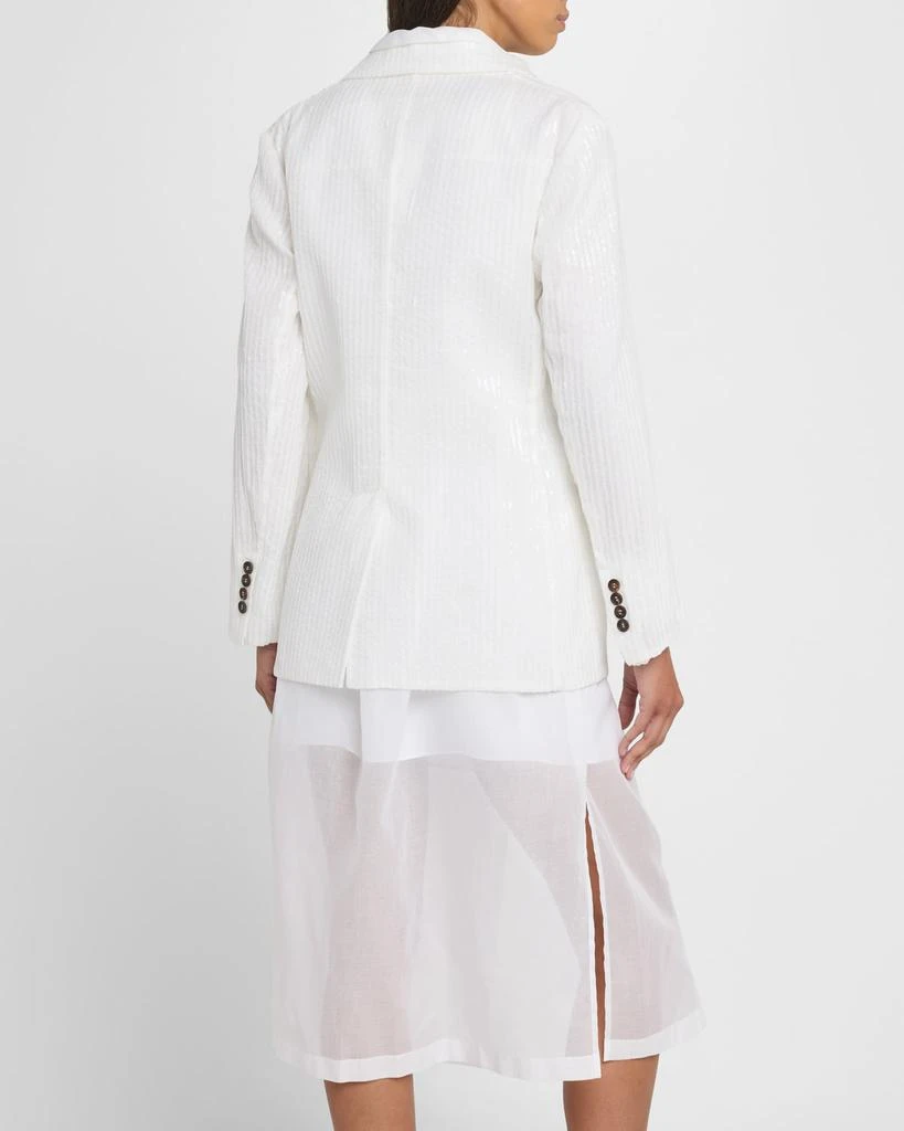 Brunello Cucinelli Sequined Stripe Double-Breasted Organza Jacket 3