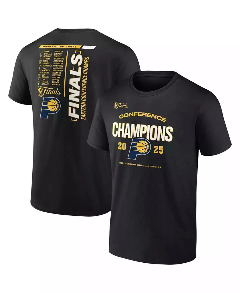 Fanatics Men's Black Indiana Pacers 2025 NBA Eastern Conference Champions Roster Buzzer Beater T-Shirt 1