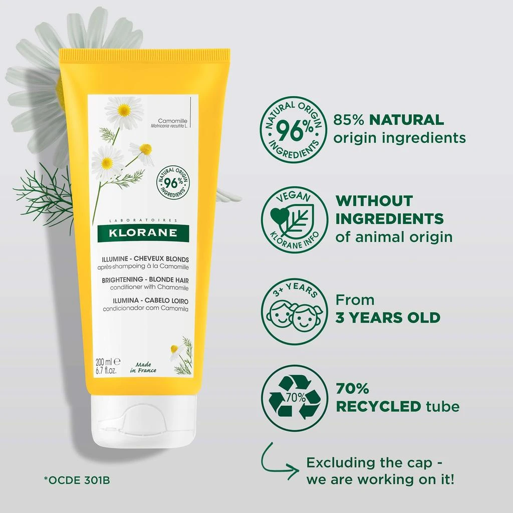 KLORANE KLORANE Brightening Conditioner with Camomile for Blonde Hair 200ml 3