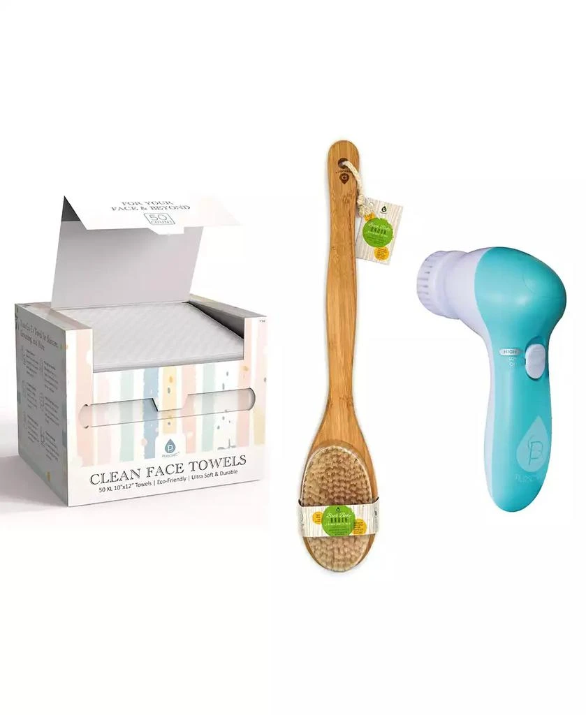 PURSONIC Complete Head-to-Toe Cleansing Set – Advanced Facial Brush + Clean Towels + Body Brush
