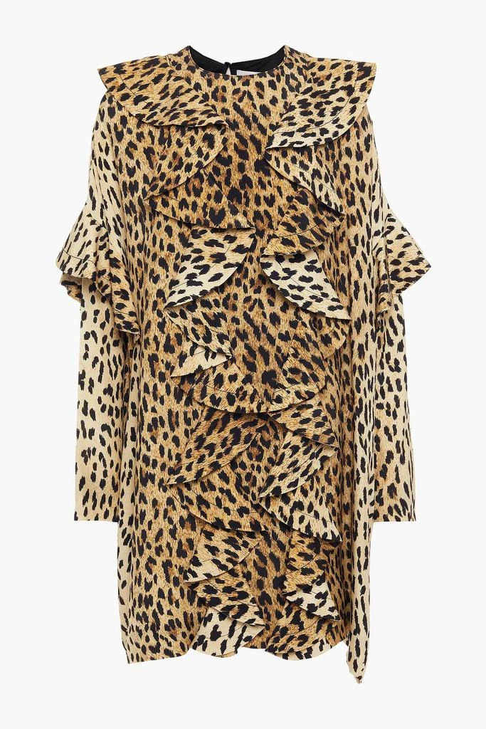 Valentino Ruffled tiger-print silk-crepe mini dress 1