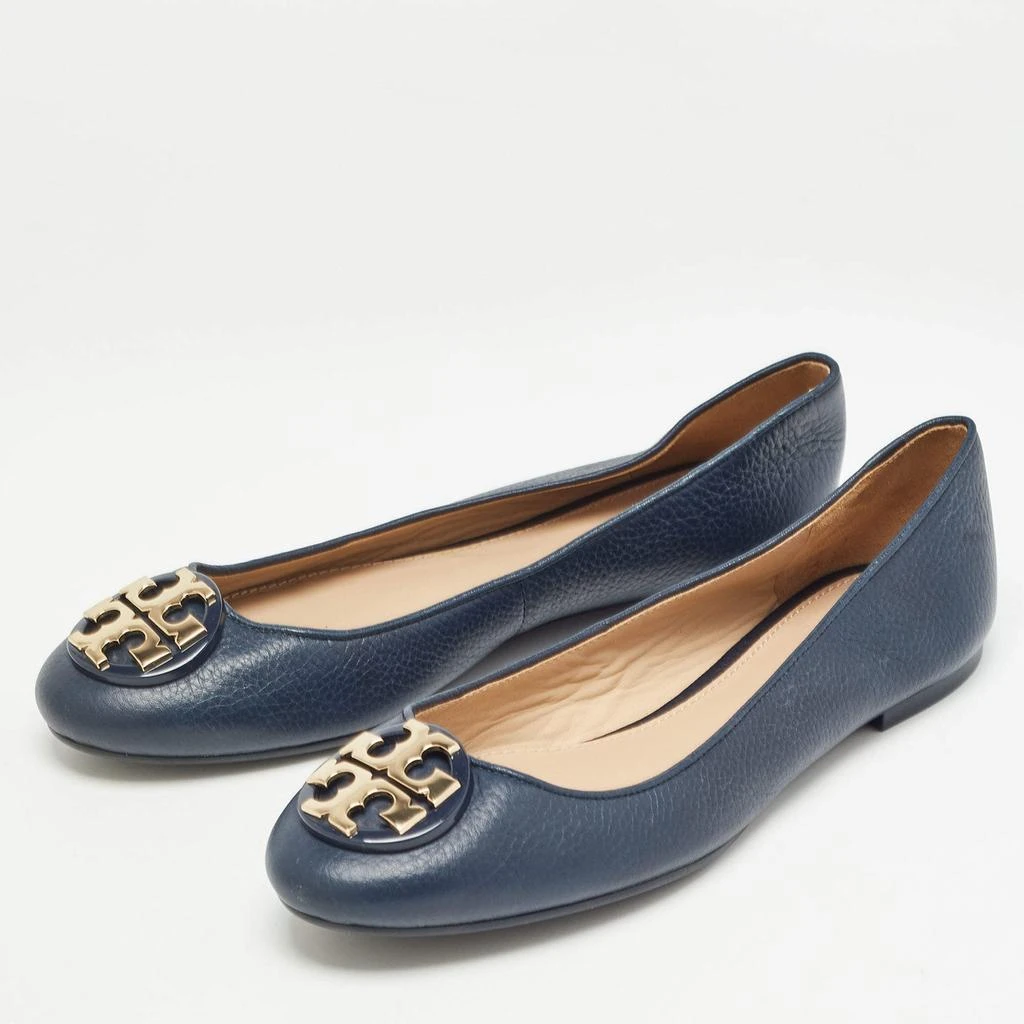 Tory Burch Tory Burch Navy Blue Leather Claire Ballet Flats Size 38.5 2