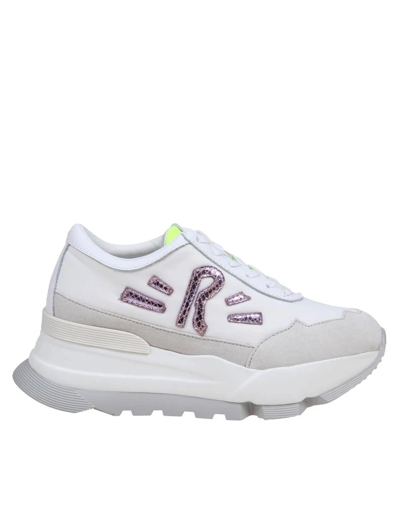 Ruco Line White And Yellow Leather Sneakers 1