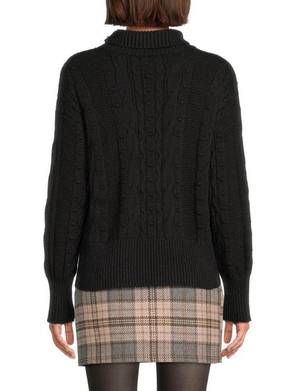 AREA Sophie Cable Knit Mockneck Sweater 2
