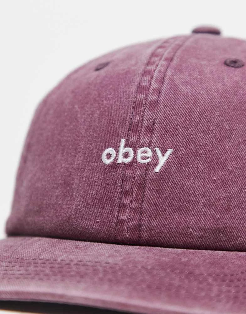 Obey Obey pigment lowercase 6 panel cap in pink 3