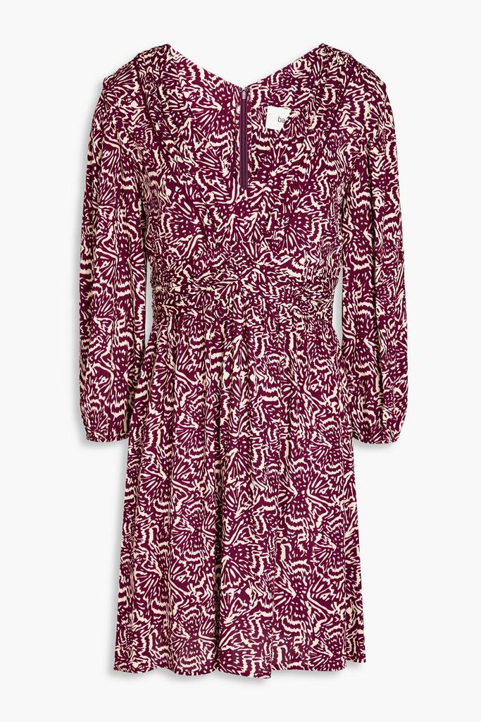 BA&SH Lia pleated printed crepe mini dress