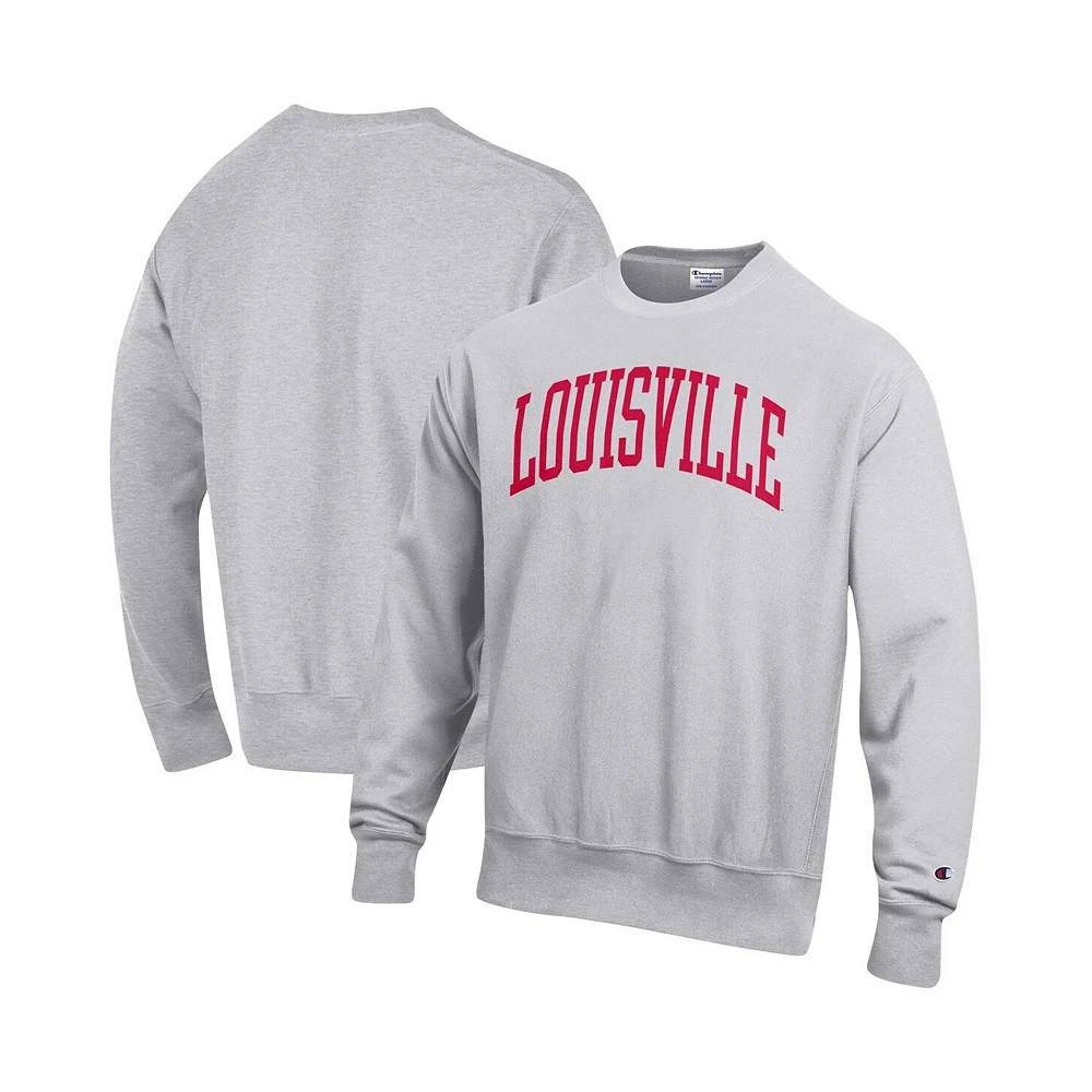 Champion Men's Heathered Gray Louisville Cardinals Arch Reverse Weave Pullover Sweatshirt 1