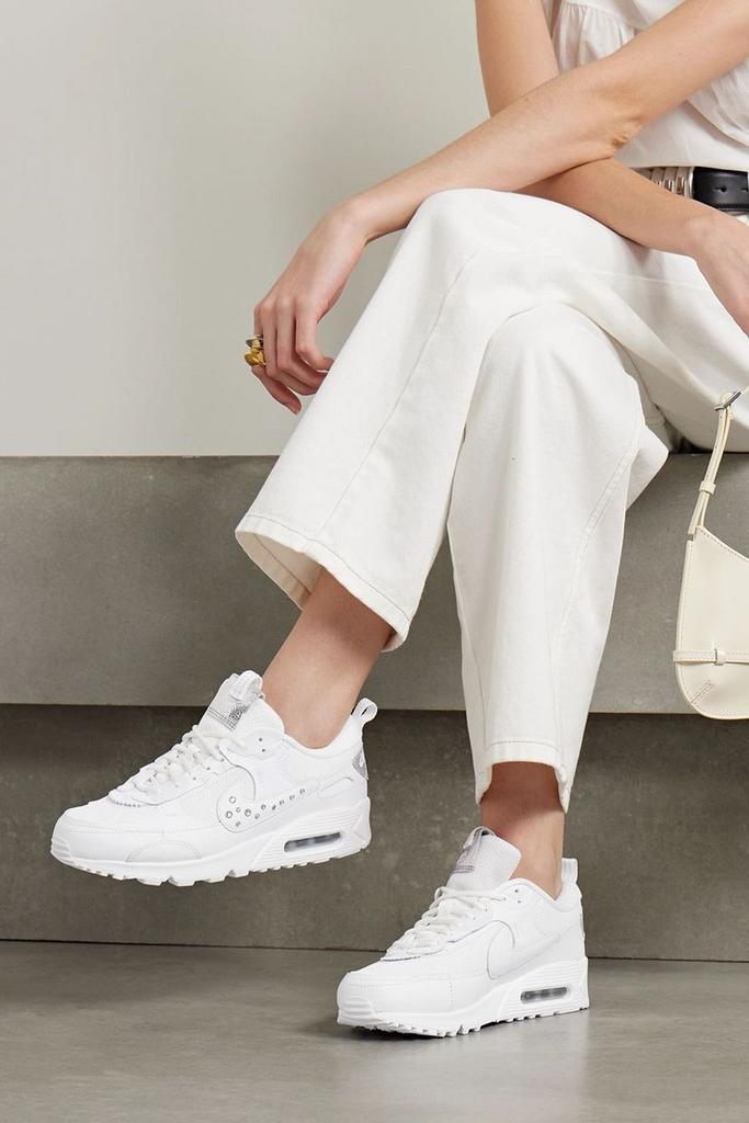 NIKE Air Max 90 Futura crystal-embellished leather and mesh sneakers