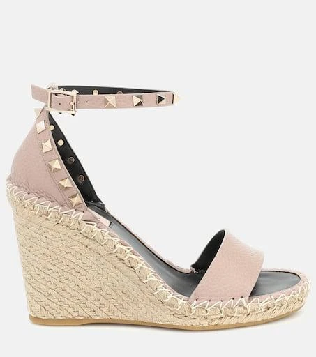 Valentino Valentino Garavani Rockstud Double leather wedge espadrilles 5