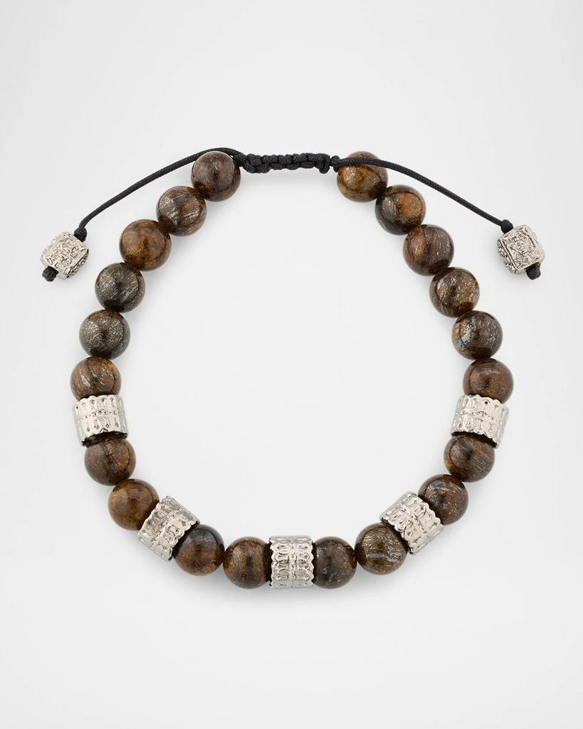 Armenta Men's Bronzite Beaded Bracelet with Sterling Silver, 8mm 1