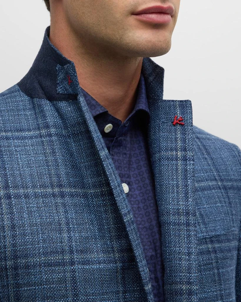 Isaia Men's Blue Windowpane Check Sports Jacket 6