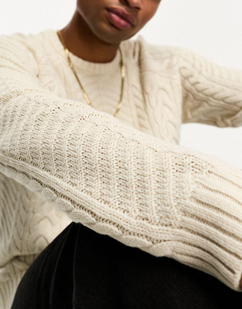 Brave Soul Brave Soul chunky cable knit jumper in oatmeal