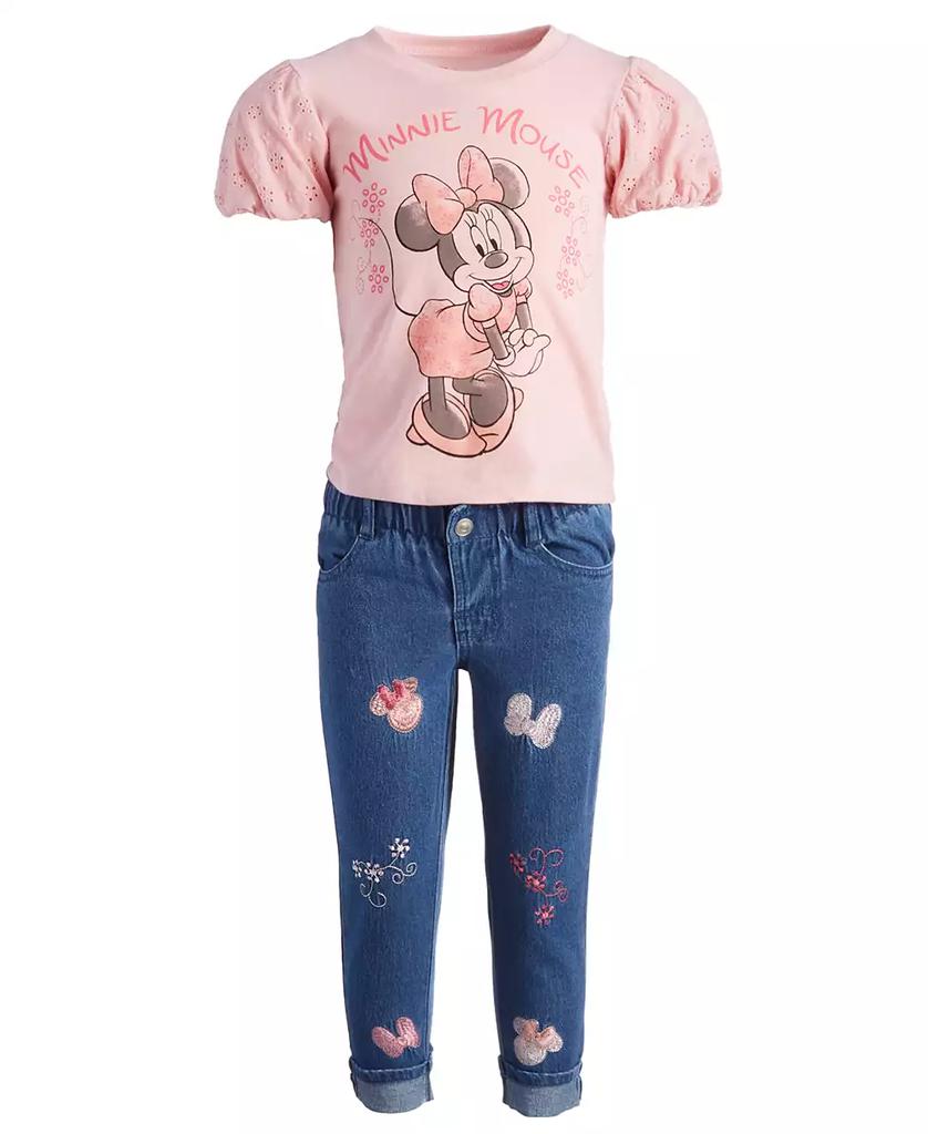 Disney Toddler & Little Girls 2-Pc. Minnie Mouse Cotton T-Shirt & Jeans Set