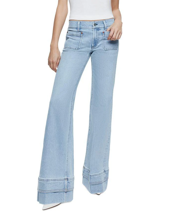Alice + Olivia Brian Mid Rise Wide Leg Jeans in Leonltblue 1