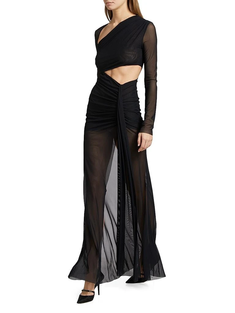 Mesh Asymmetric Cut-Out Gown  On Sale Now with Up to 71% Off | Discover  Exclusive Deals & Savings at BeyondStyle  Authentic LAPOINTE  women's|Women's|women's apparel|v-neck|column gown|long sleeve|dresses|cut- out|premier|solid|floor-length with ...