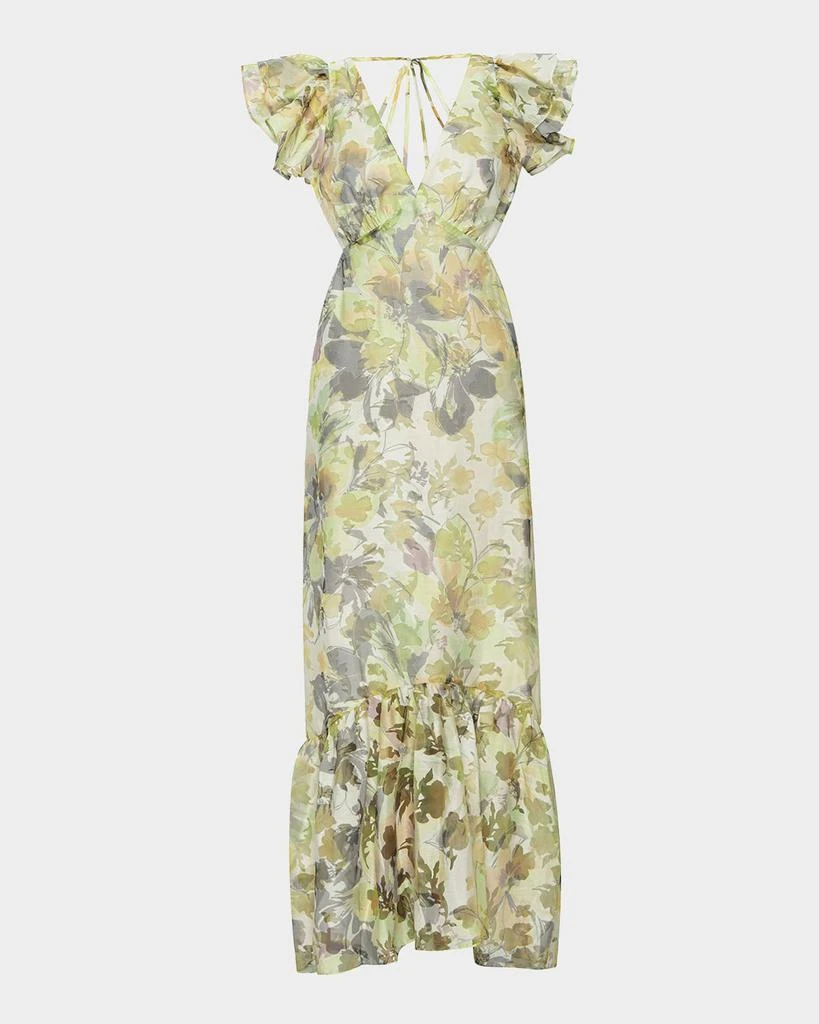 misa midi dress MISA Los Angeles Women's Goldie Velvet Paisley Midi-Dress - Persian Paisley