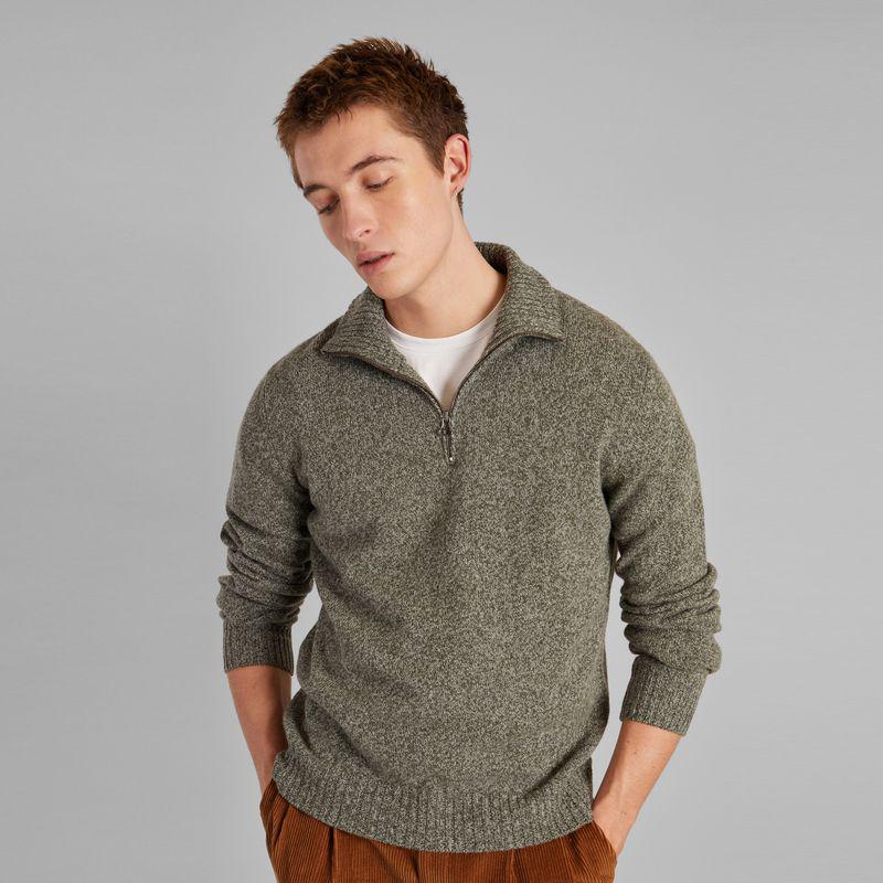 L'Exception Paris Recycled wool trucker neck sweater Khaki L'EXCEPTION PARIS