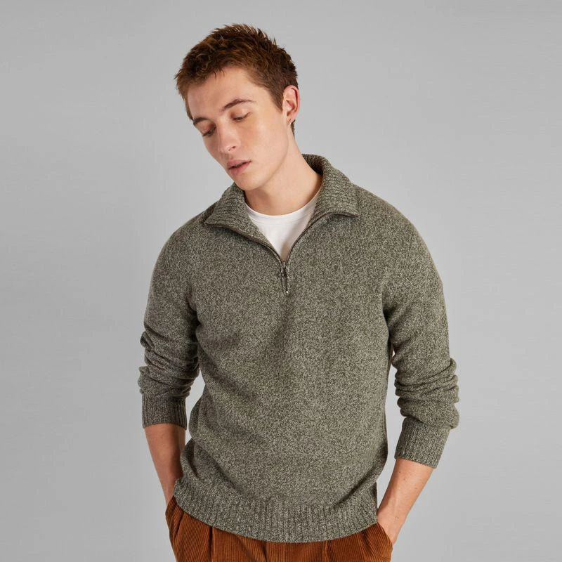 L'Exception Paris Recycled wool trucker neck sweater Khaki L'EXCEPTION PARIS 1