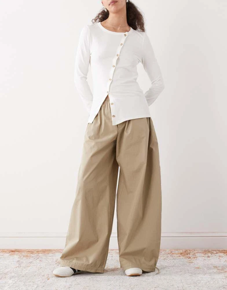 Monki Monki balloon leg trouser in khaki