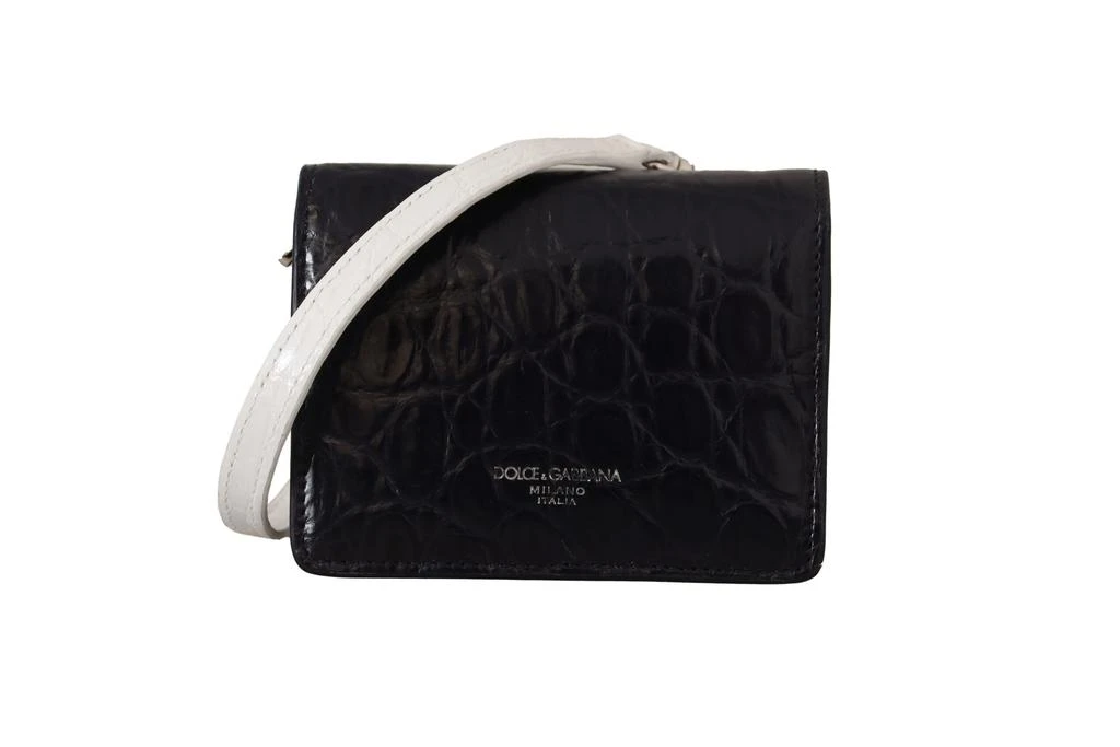 Dolce 
Gabbana Caiman Leather Strap Card Holder Men
s Wallet