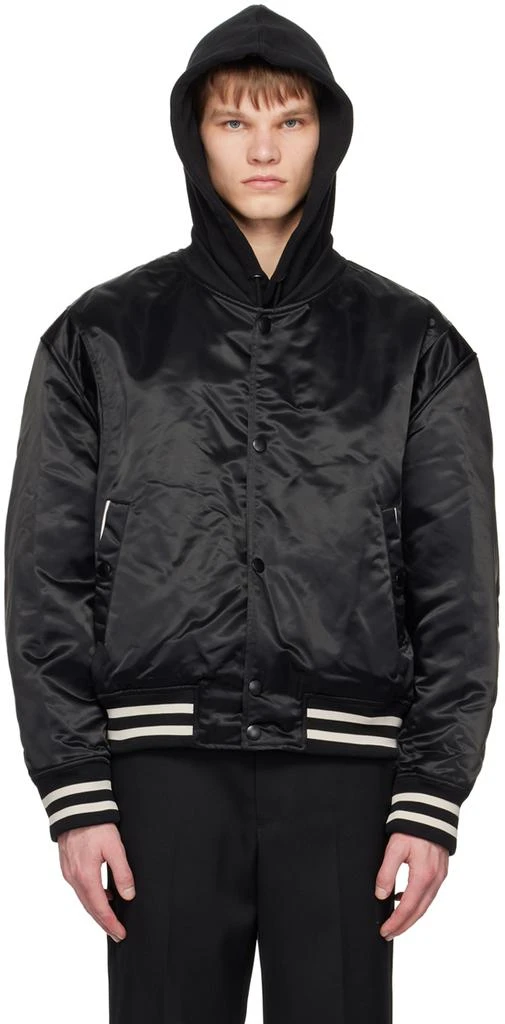 Solid Homme Black Varsity Bomber Jacket 1