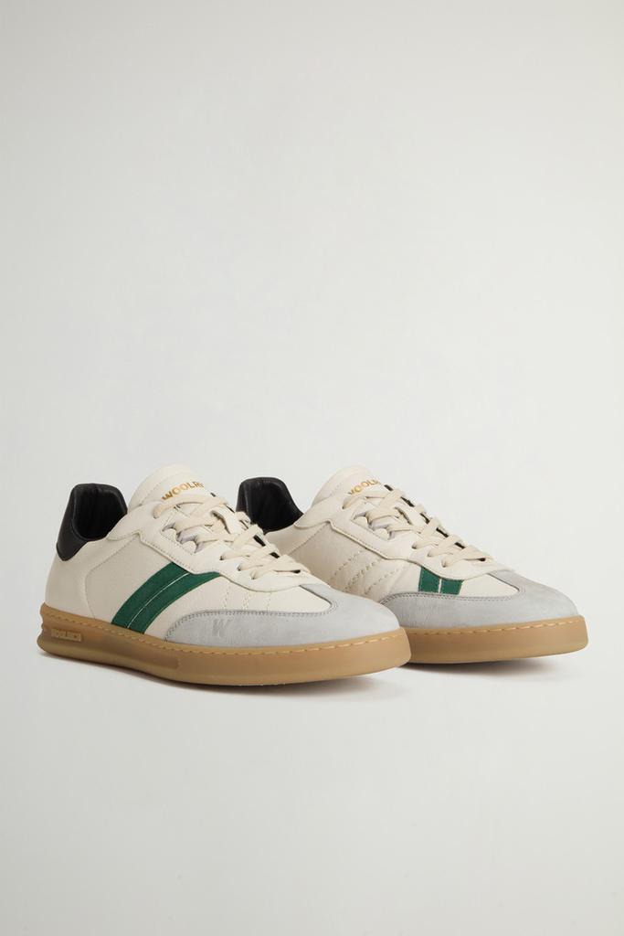 Woolrich Doubleu Tennis Sneakers in Leather with Side Stripes - Men - White