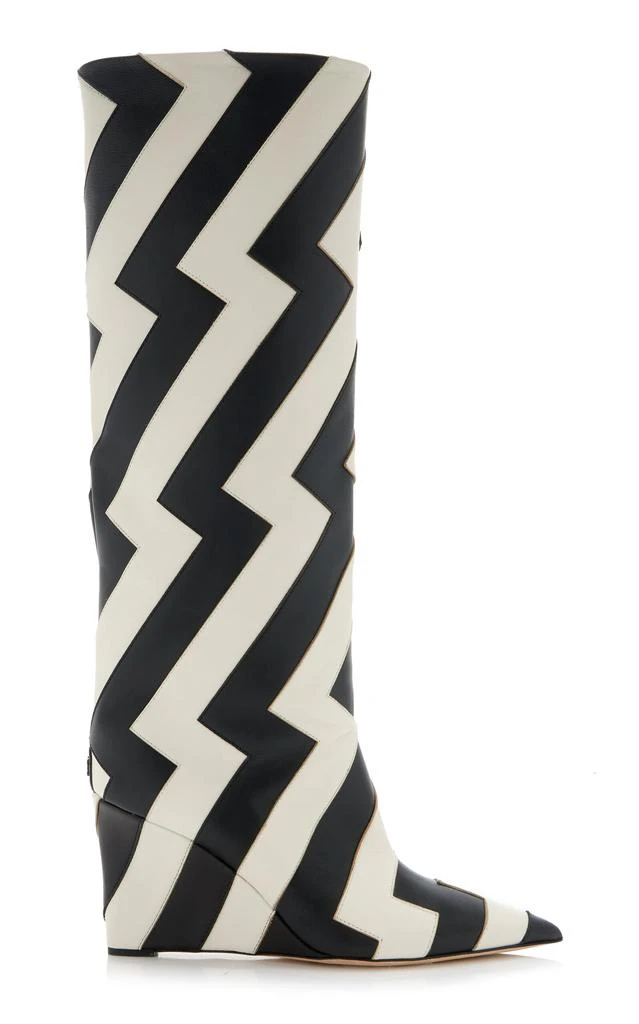 Jimmy Choo Jimmy Choo - Blake Chevron Leather Knee Boots - Black/white - IT 36 - Moda Operandi 1
