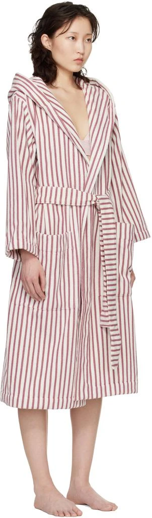 Tekla White 
Red Terry Hooded Bathrobe 2