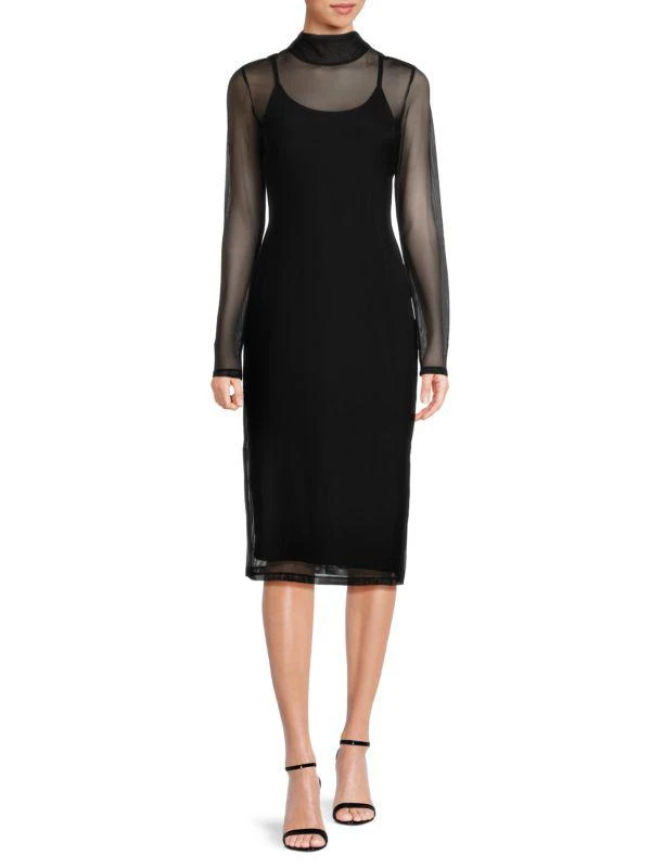 DKNY Sheer Mesh Midi Dress 1