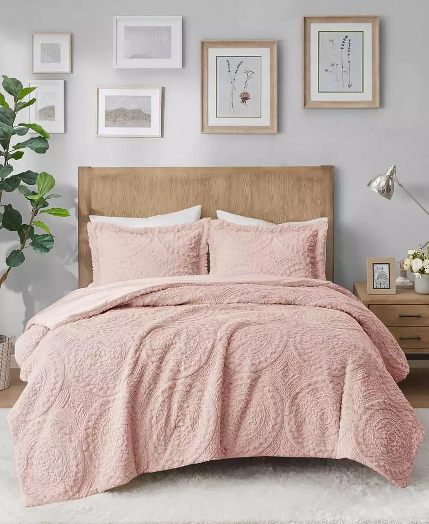 Macy's Arya Embroidered Medallion Faux Fur 3-Pc. Comforter Set 30