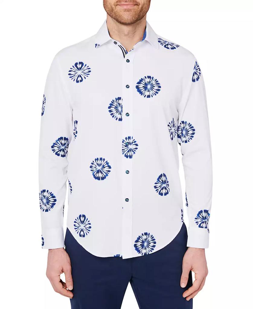 Society of Threads Men's Slim Fit Non-Iron Floral Performance Stretch Button-Down Shirt