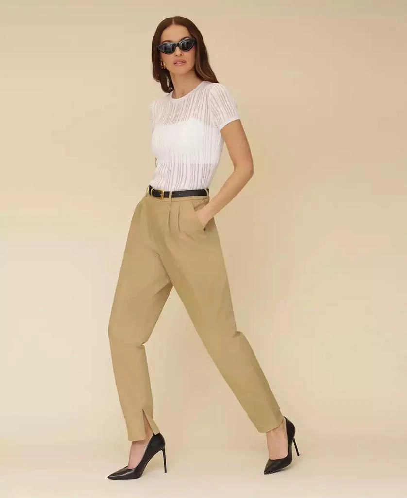 Avec Les Filles Women's High-Waisted Belted Tapered Pants 7