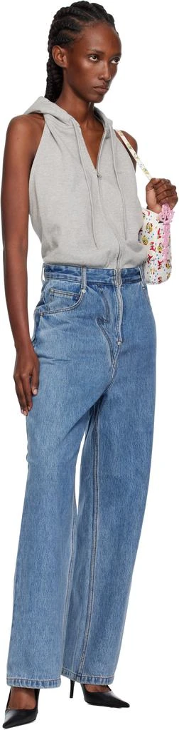 pushBUTTON Gray & Blue Halter Hoodie Denim Jumpsuit 4