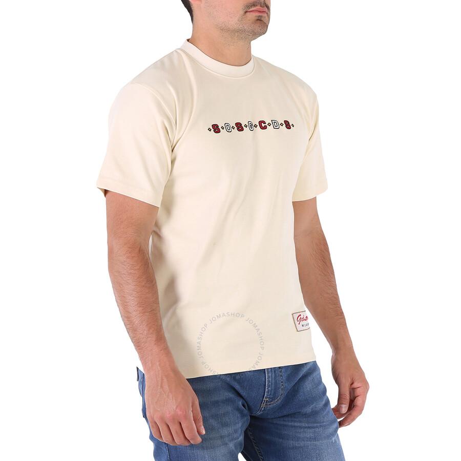 GCDS Men's Whitecup SOS Logo Print Regular T-shirt