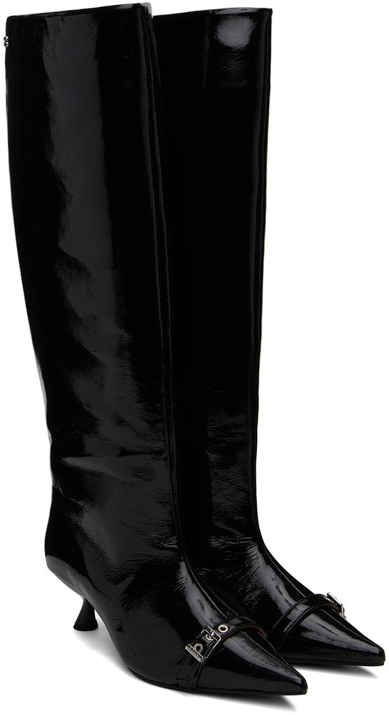 ロングブーツ Ganni FW24 EYELETS SLOUCHY HIGH SHAFT BOOT (S2835 099) Shop Black Eyelets Slouchy High Shaft Boots on Sale at