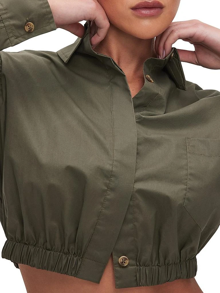 Good American Coated Poplin Cropped Shirt 7