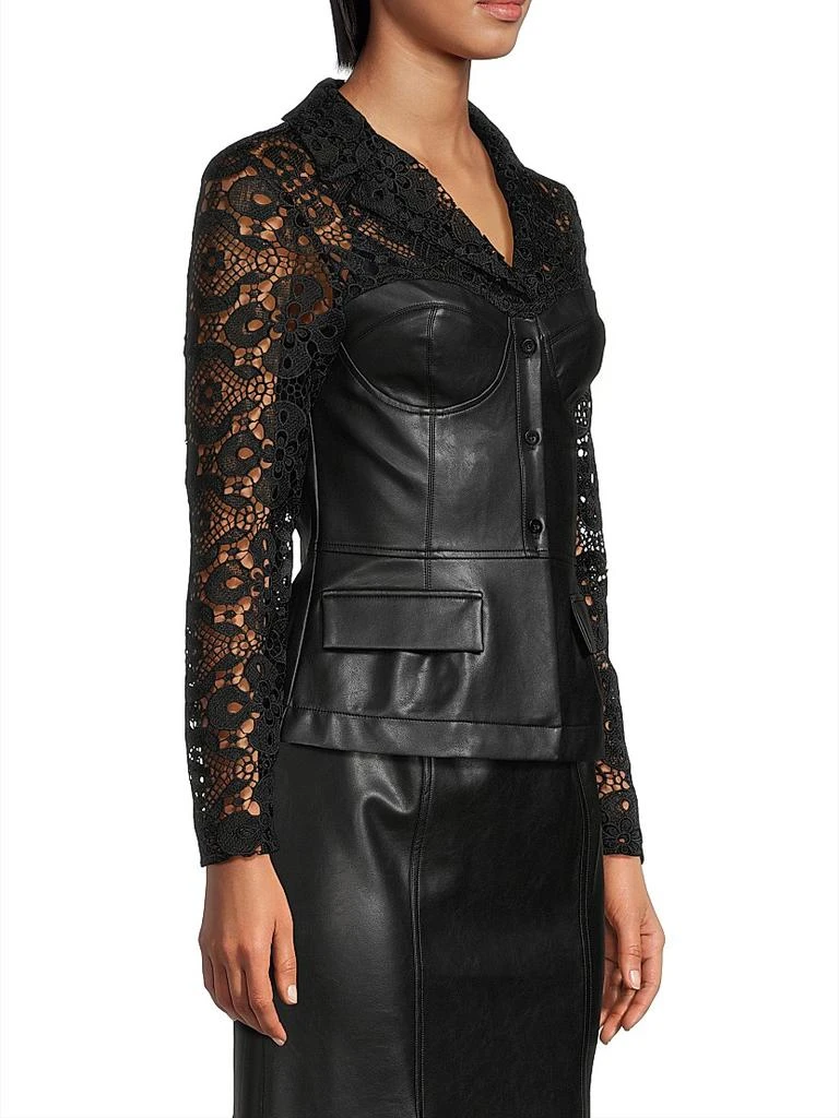 Misook Lace & Vegan Leather Corset Jacket 4