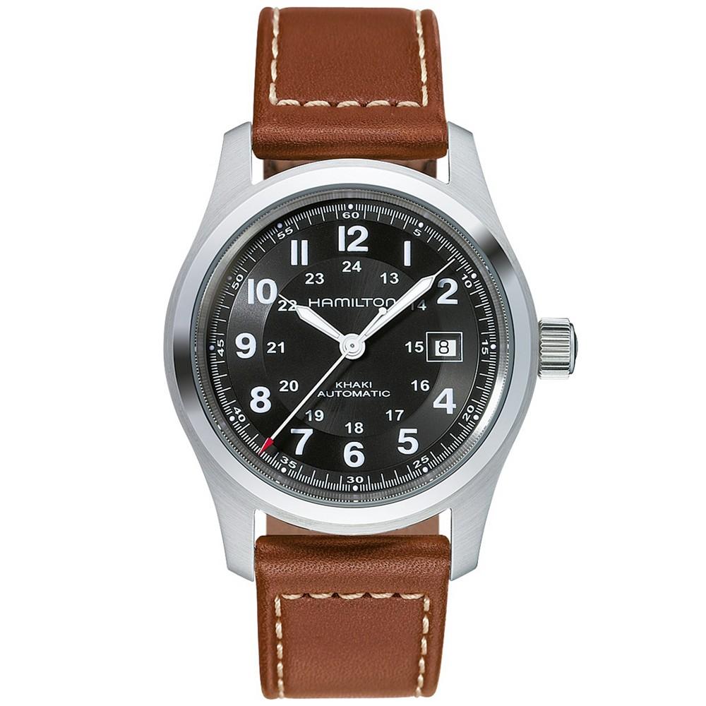 Hamilton Men's Swiss Automatic Khaki Field Brown Leather Strap Watch 42mm H70555533