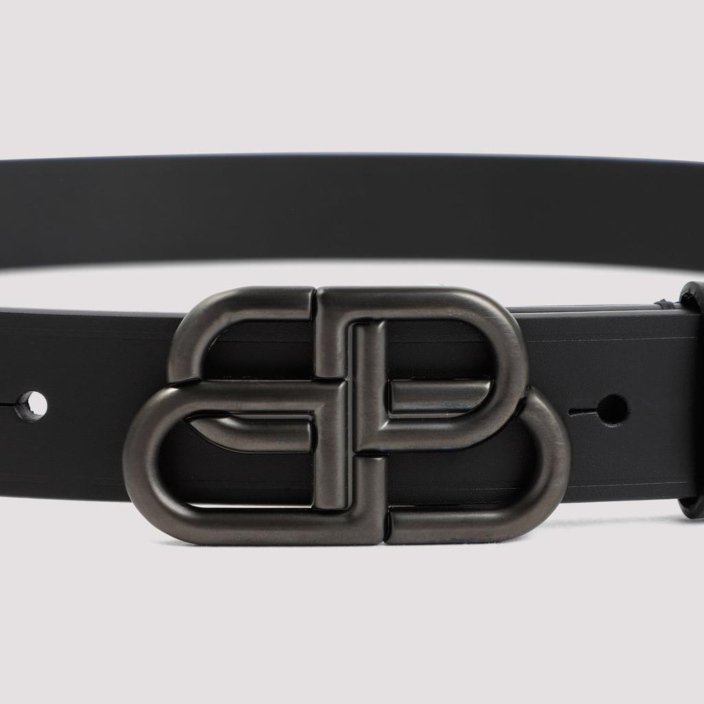 Balenciaga Black Leather BB Belt - Belts - BeyondStyle
