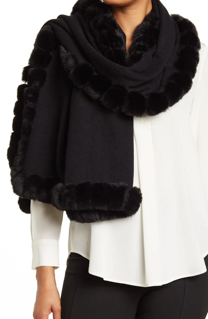 La Fiorentina Faux Fur Trim Wrap Scarf 1