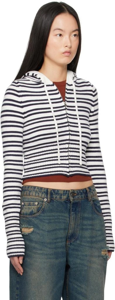 Frankies Bikinis Navy & White Aimee Knit Zip Up Hoodie 2