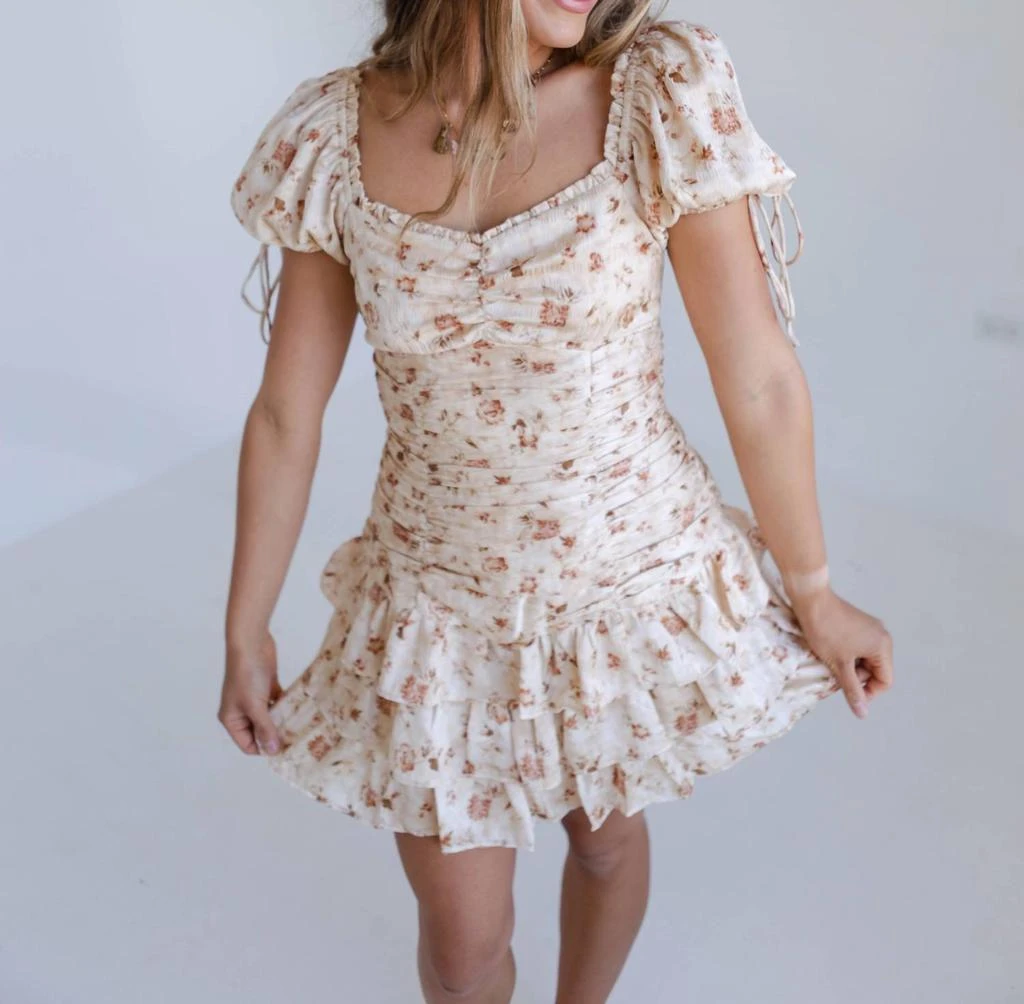 storia mini dress STORIA boutique pink coral FLORAL ruffle MINI dress SMALL