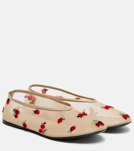 Khaite Marcy embroidered mesh ballet flats 1