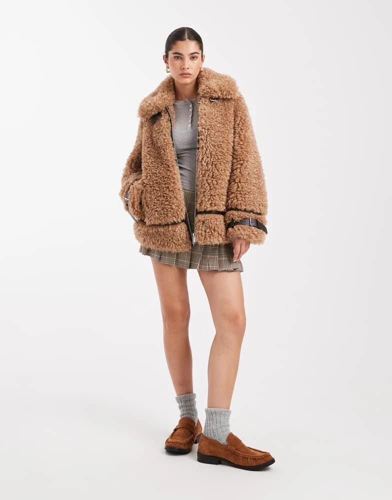 Miss Selfridge Miss Selfridge borg oversized aviator in camel 2