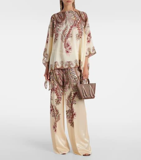 ETRO Printed silk crêpe de chine poncho 2