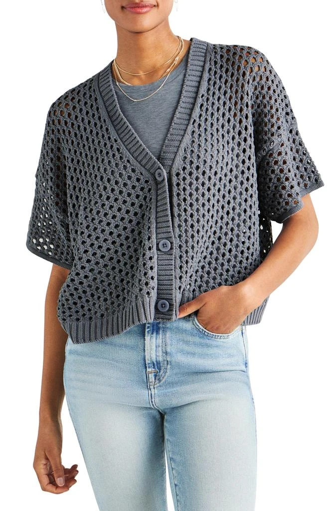 Splendid Nova Short Sleeve Cotton Pointelle Cardigan 1