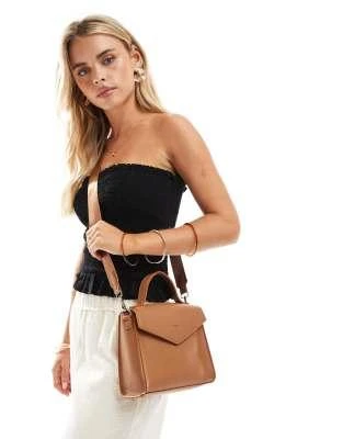 PASQ PASQ small flap top handle and crossbody bag in tan 1