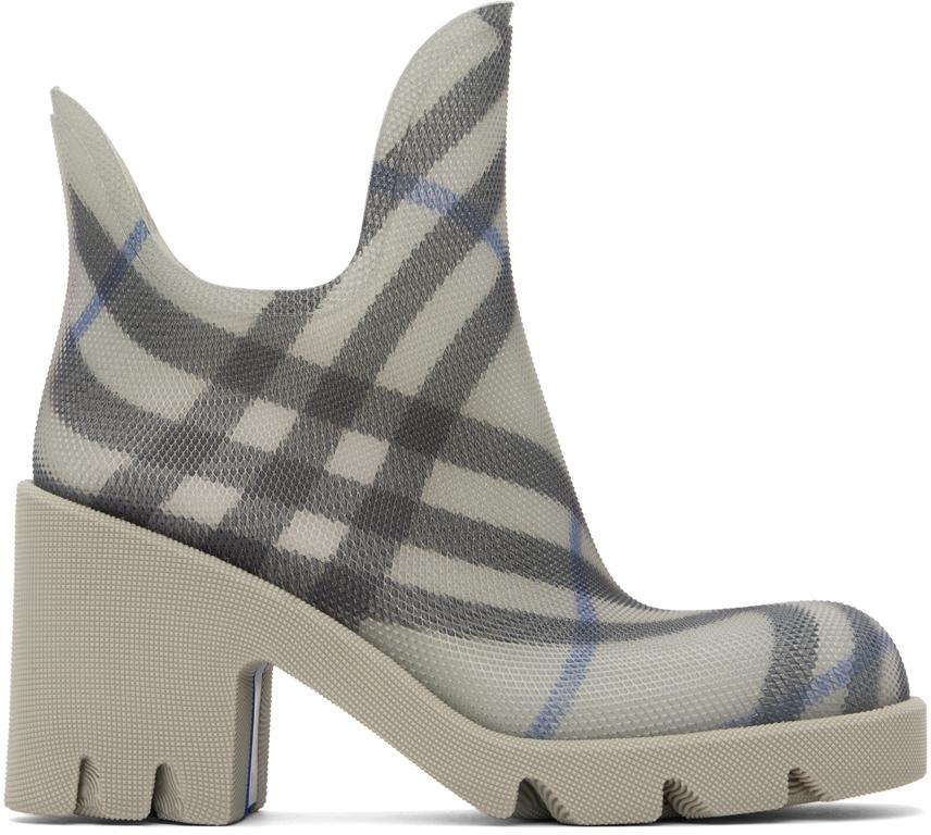 Burberry Gray Marsh Heeled Rubber Rain Boots